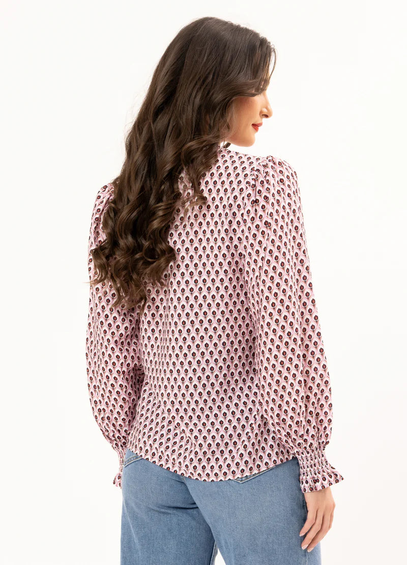 Leila + Luca LS Movement Blouse - Merlot Ember