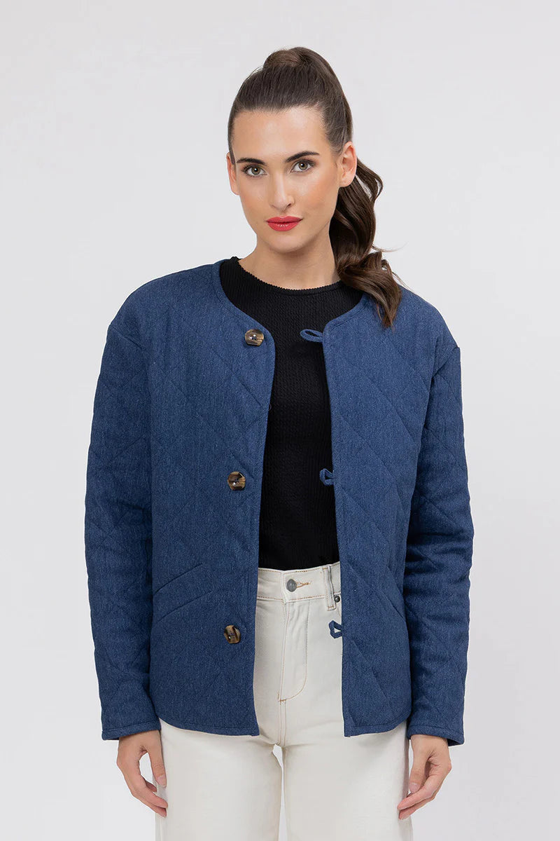 Leila + Luca Denim Quilt Tied Up Jacket