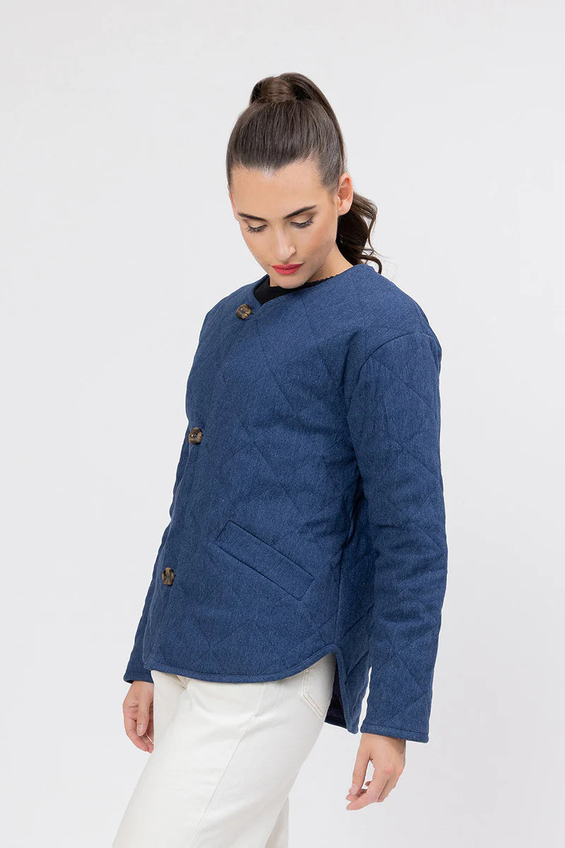 Leila + Luca Denim Quilt Tied Up Jacket