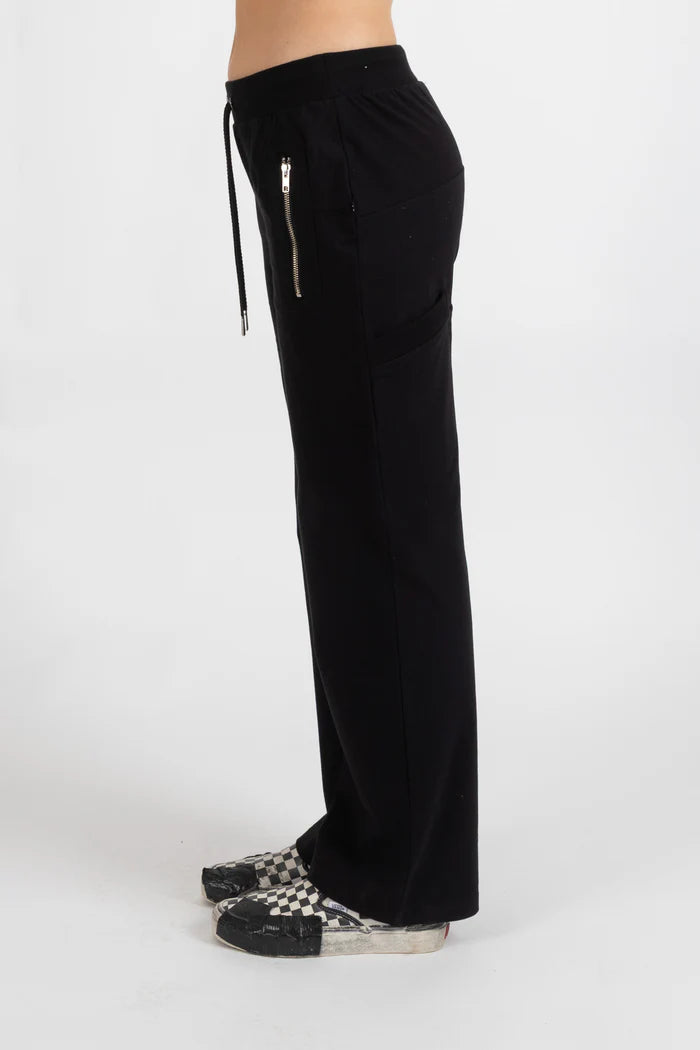 Federation Loose Leg Escape Trackies - Black/Silver