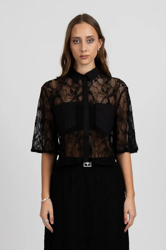 Federation Lace It Shirt - Black