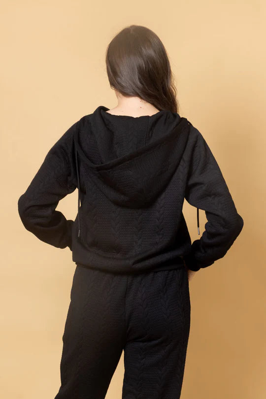 Charlo Nadia Zip Hoodie Embossed - Black
