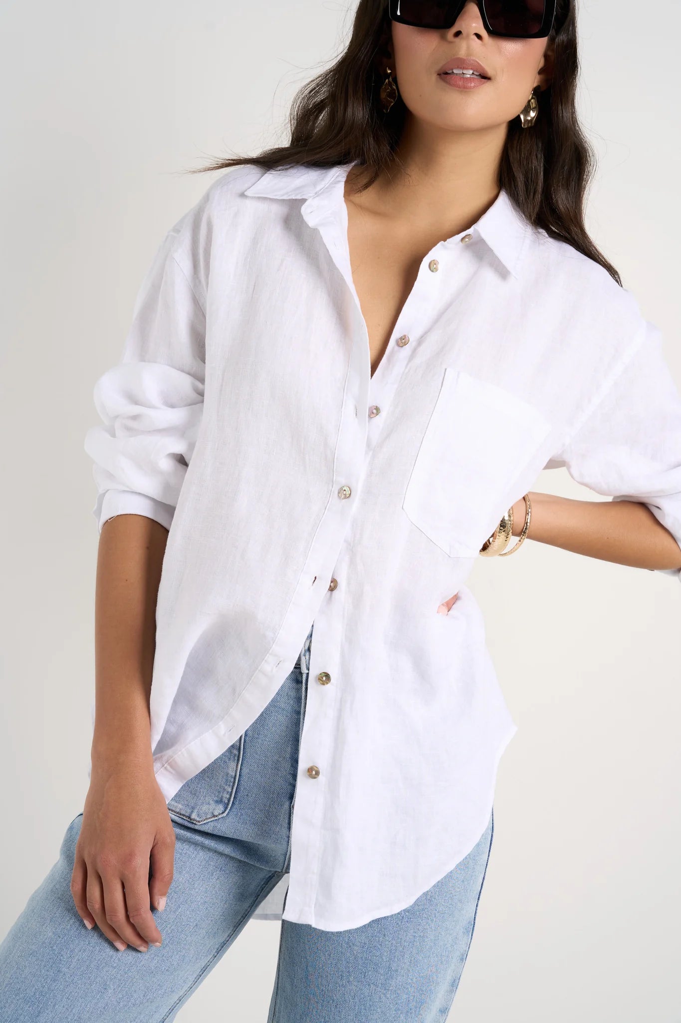 Re:union Optimum Linen Oversized Shirt - White