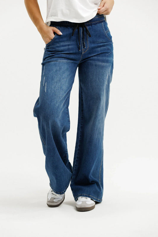 Homelee Palazzo Jeans - Blue Wash