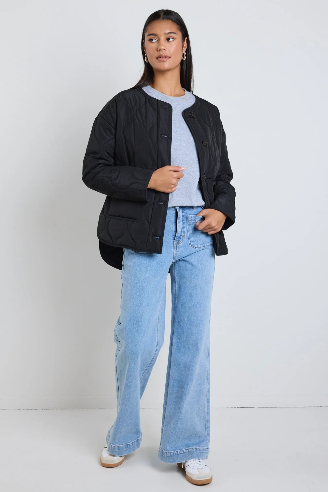 Stories be Told Peak Oversided Padded Shell Jacket - Black