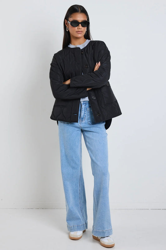 Stories be Told Peak Oversided Padded Shell Jacket - Black