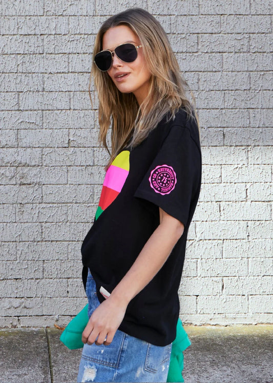 Hammill & Co Heart V Neck Tee - Black