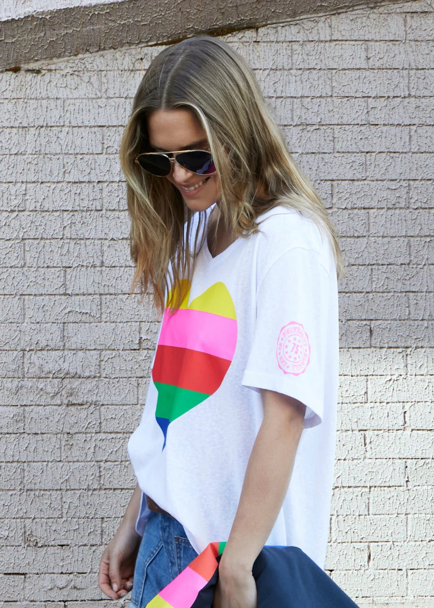 Hammill & Co Heart V Neck Tee - White