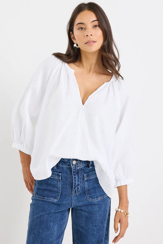 Re:Union Revolutionary Linen Relaxed L/S Top - White