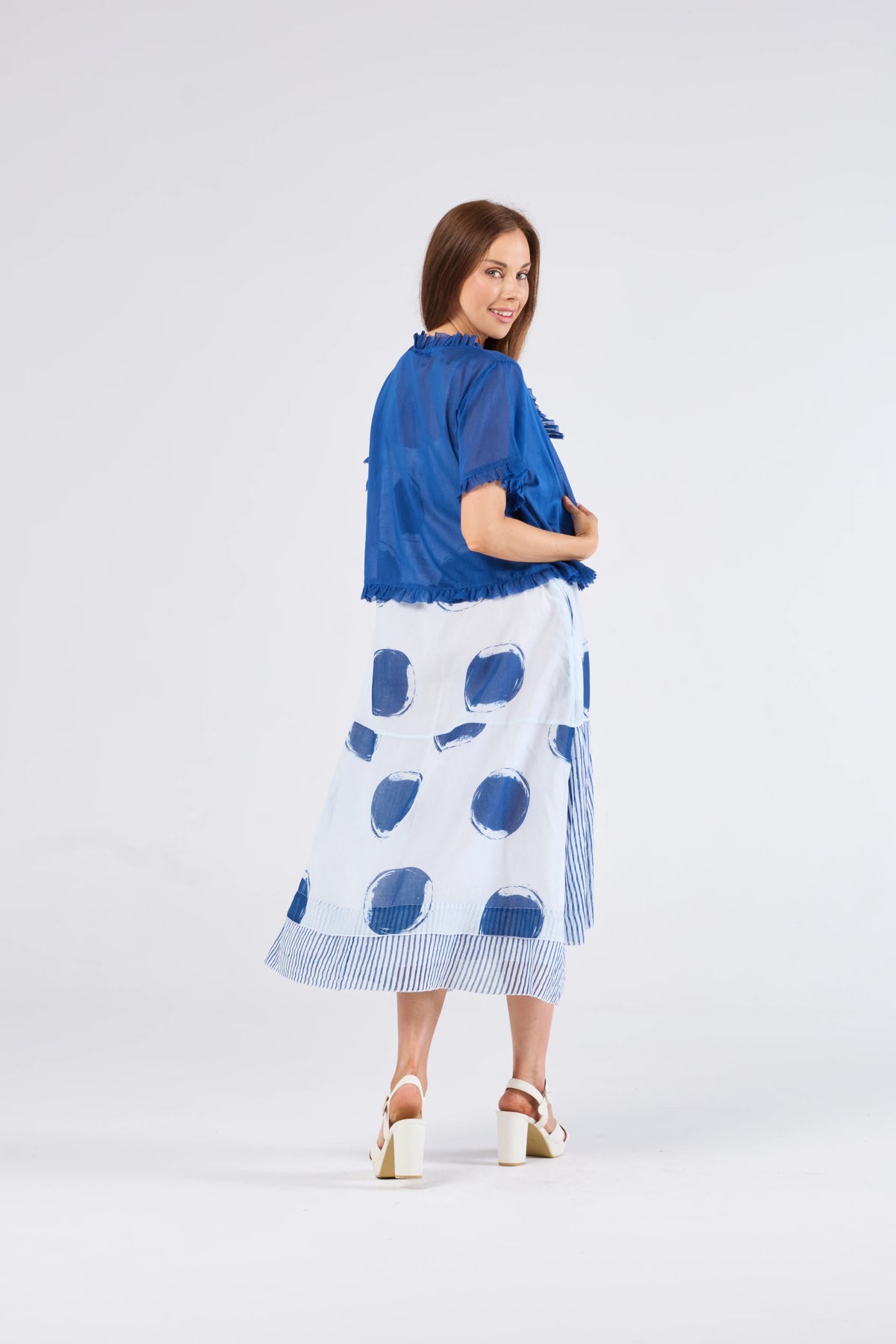 Au Hasard D'un Voyage Frill Seeker Top - Blue