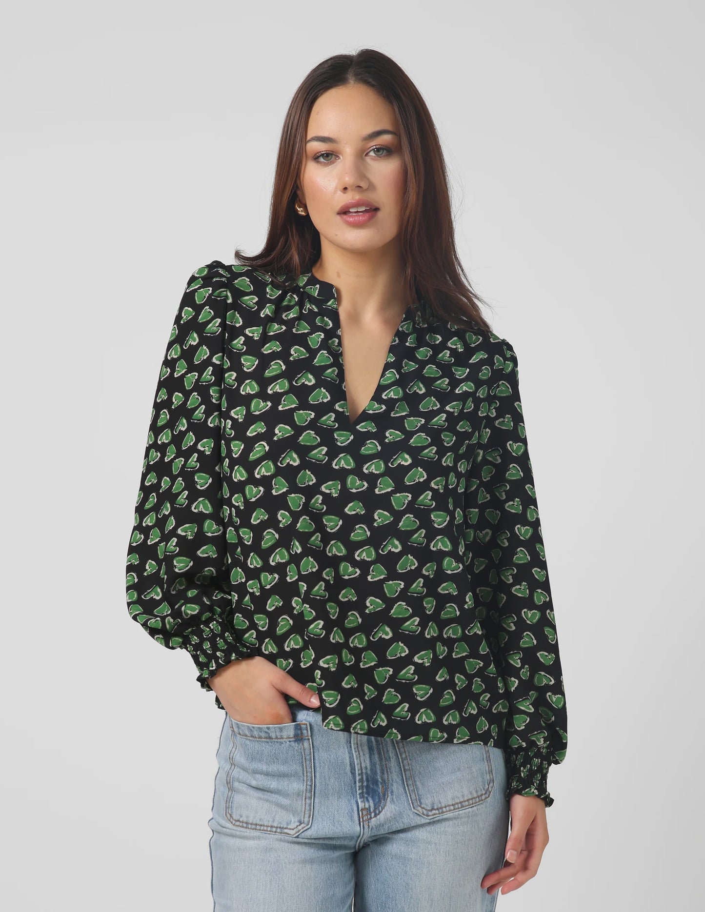 Stella + Gemma Cecily Blouse - Olive Green with Envy