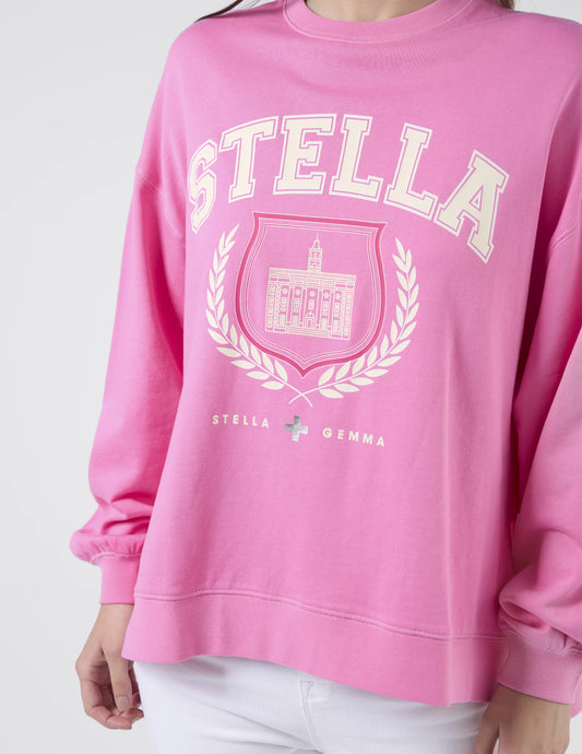 Stella + Gemma Sunday Sweater College Harvard - Bright Pink