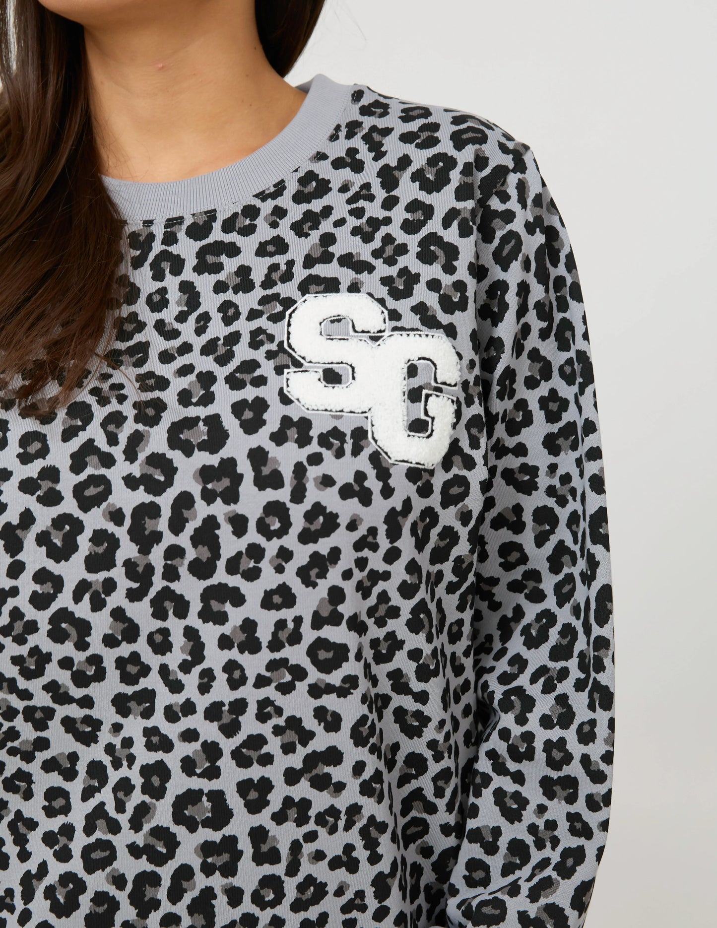 Stella + Gemma Essential Sweater - Grey Leopard