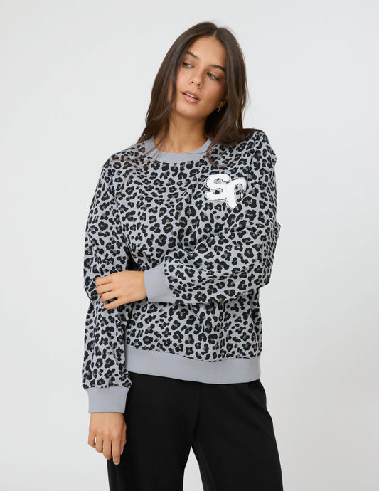 Stella + Gemma Essential Sweater - Grey Leopard