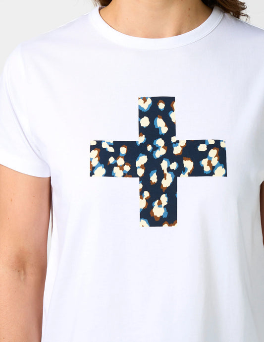 Stella + Gemma Ace Tee - White Leopard Cross