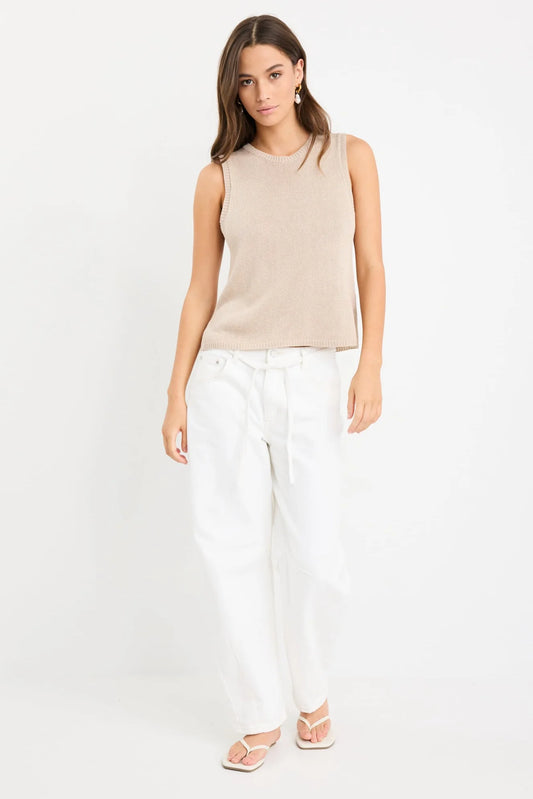 Among the Brave Salute Relaxed Sleeveless Knit Tank Top - Sand