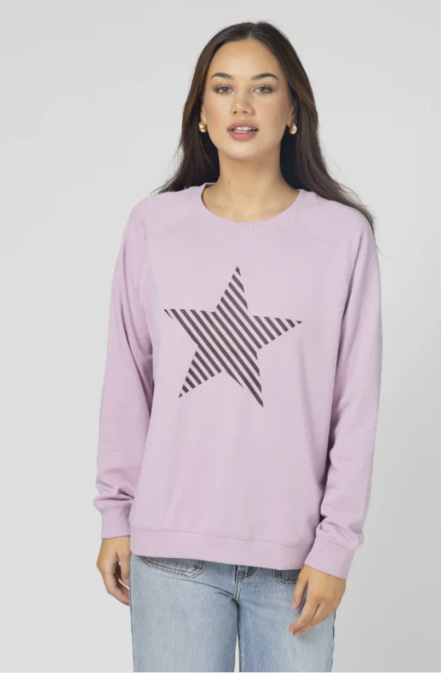 Stella + Gemma Classic Sweater Lilac with Striped Star