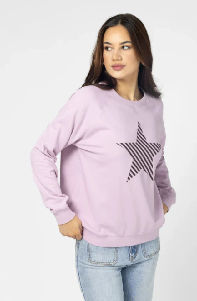 Stella + Gemma Classic Sweater Lilac with Striped Star