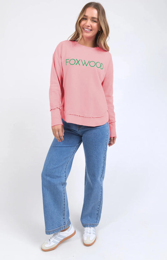 Foxwood Simplifield Metallic Crew - Pink/Emerald Green
