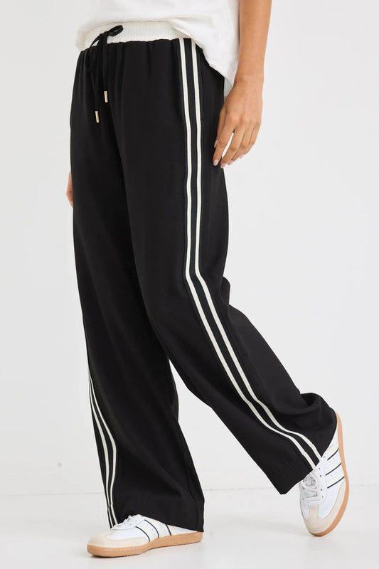 Stories be Told Ambient Contrast Waist Wideleg Pants - Black