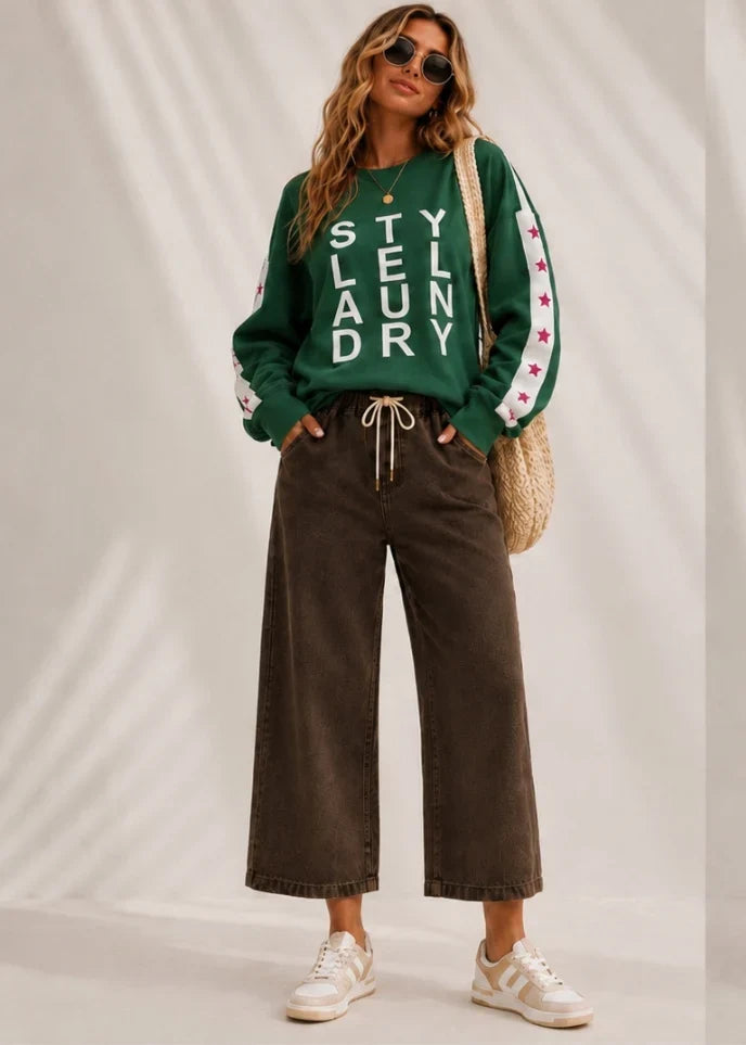 Style Laundry Stars and Logo Sweat - Green