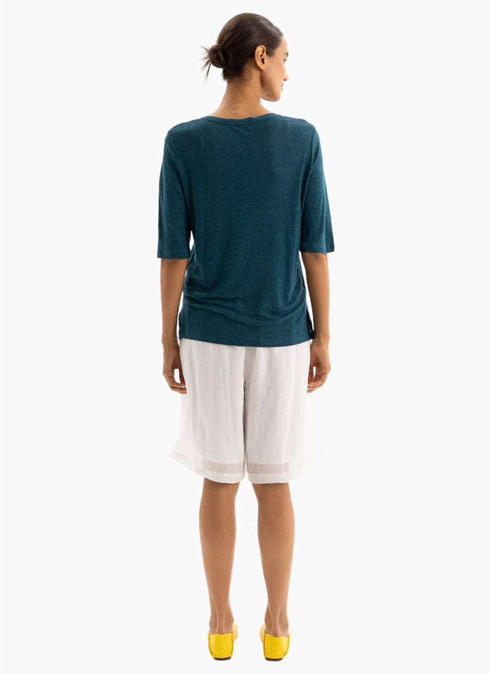 Two by Two Linen Tee - Deep Sea