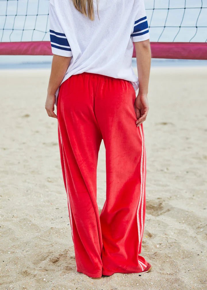 Hammill & Co Sporty Velour Pant - Red/Pink
