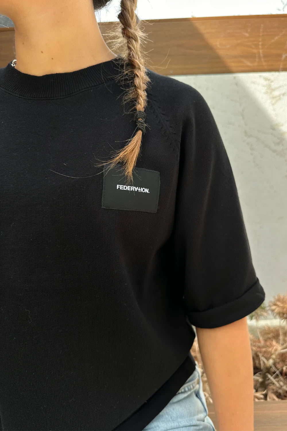 Federation Badge Knit Top - Black