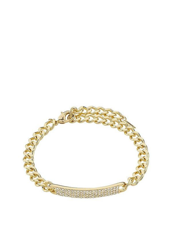 Pilgrim Heat Recycled Crystal Chain Bracelet Gold Plated