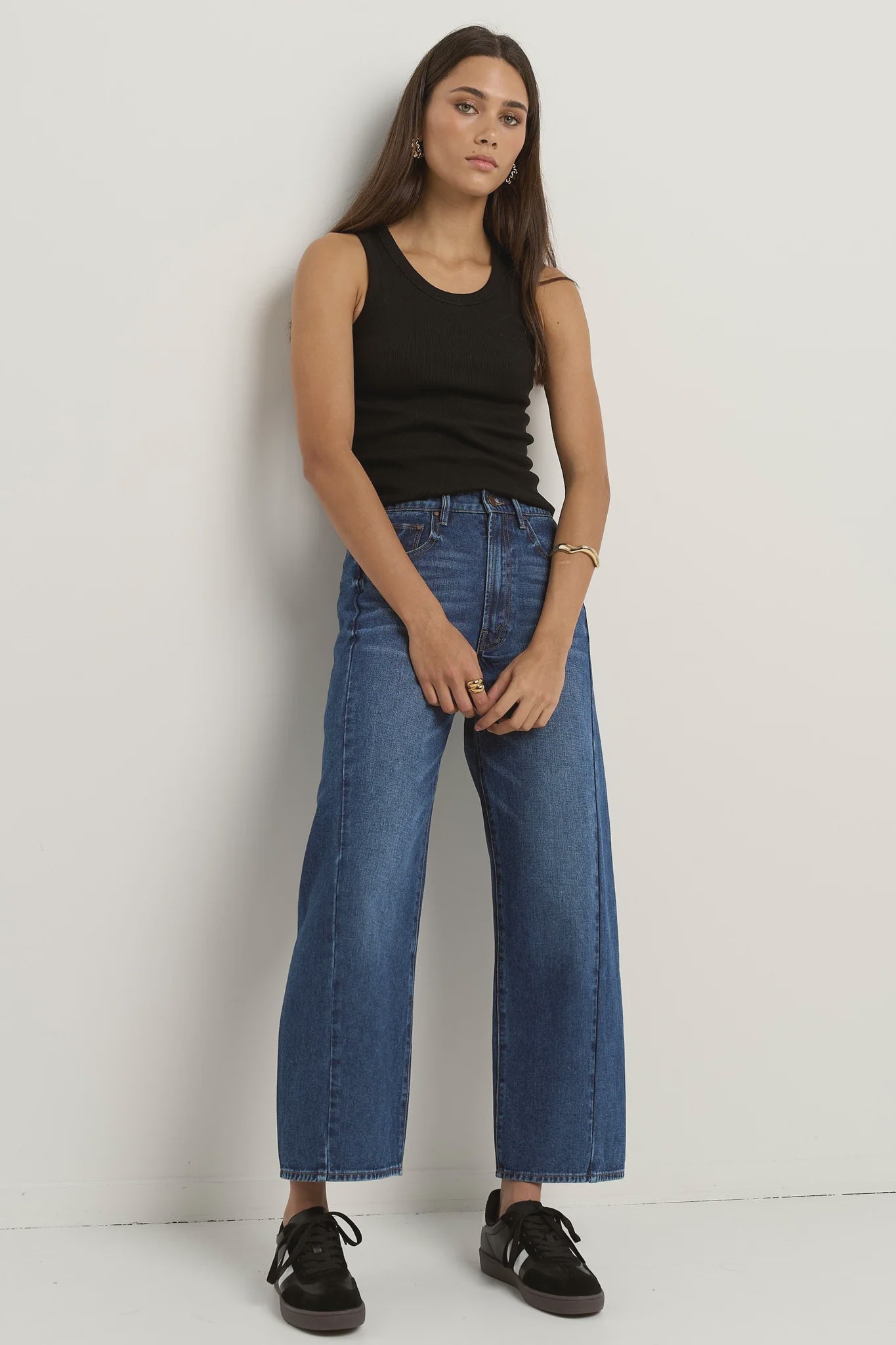 Among the Brave Varsity Forward Seam Barrel Jeans - Deep Blue