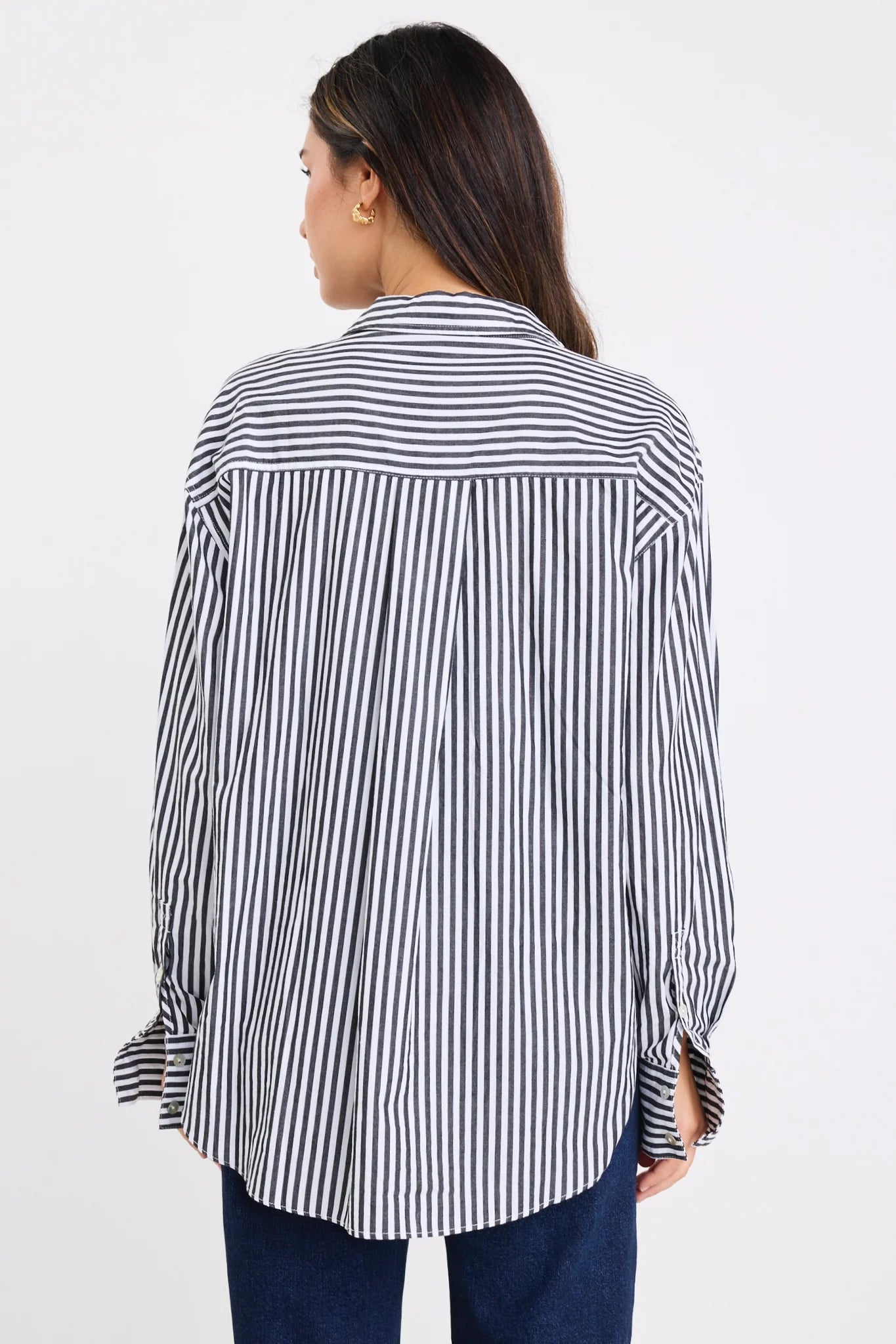 Stories be Told You got This Poplin Oversized Shirt - Black Stripe