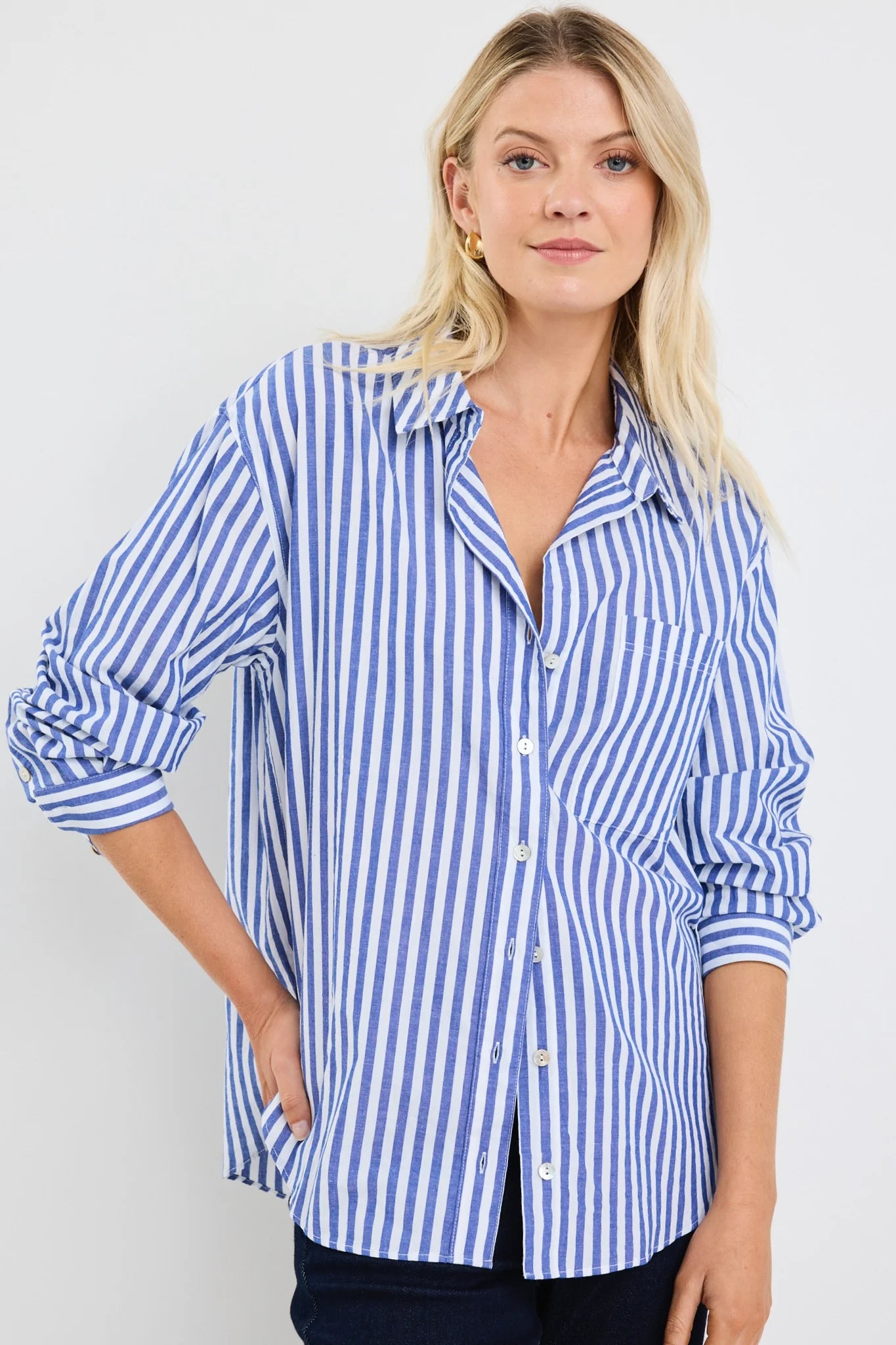 Stories be Told You Got This Oversized Shirt - Blue Stripe