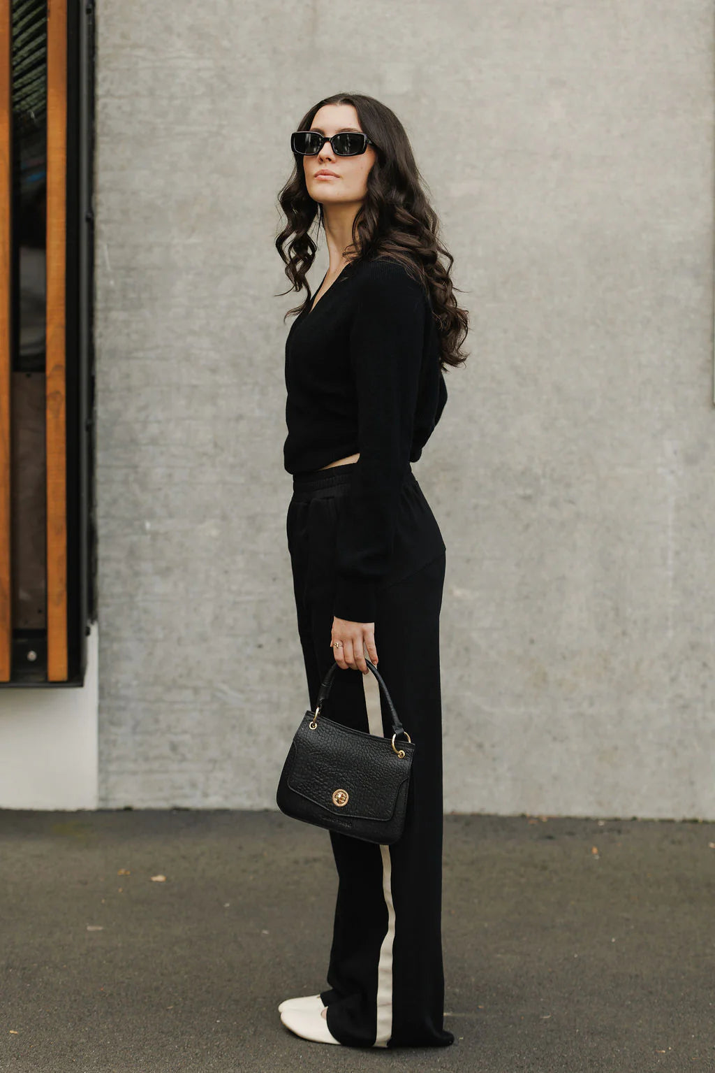 Homelee Palazzo Pants - Winter Weight - Black & Sand