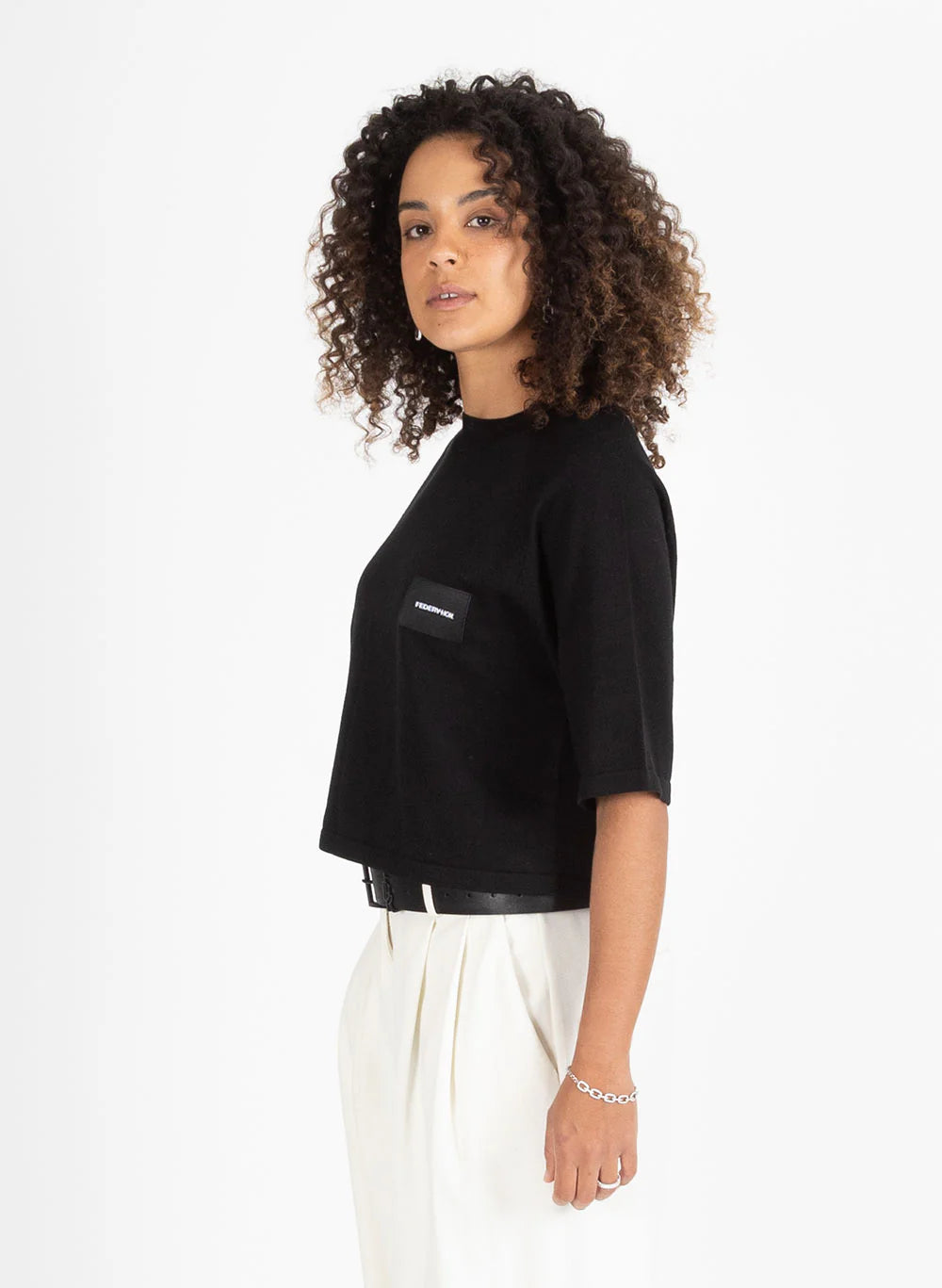 Federation Badge Knit Top - Black