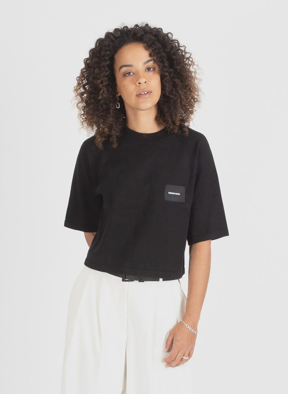 Federation Badge Knit Top - Black