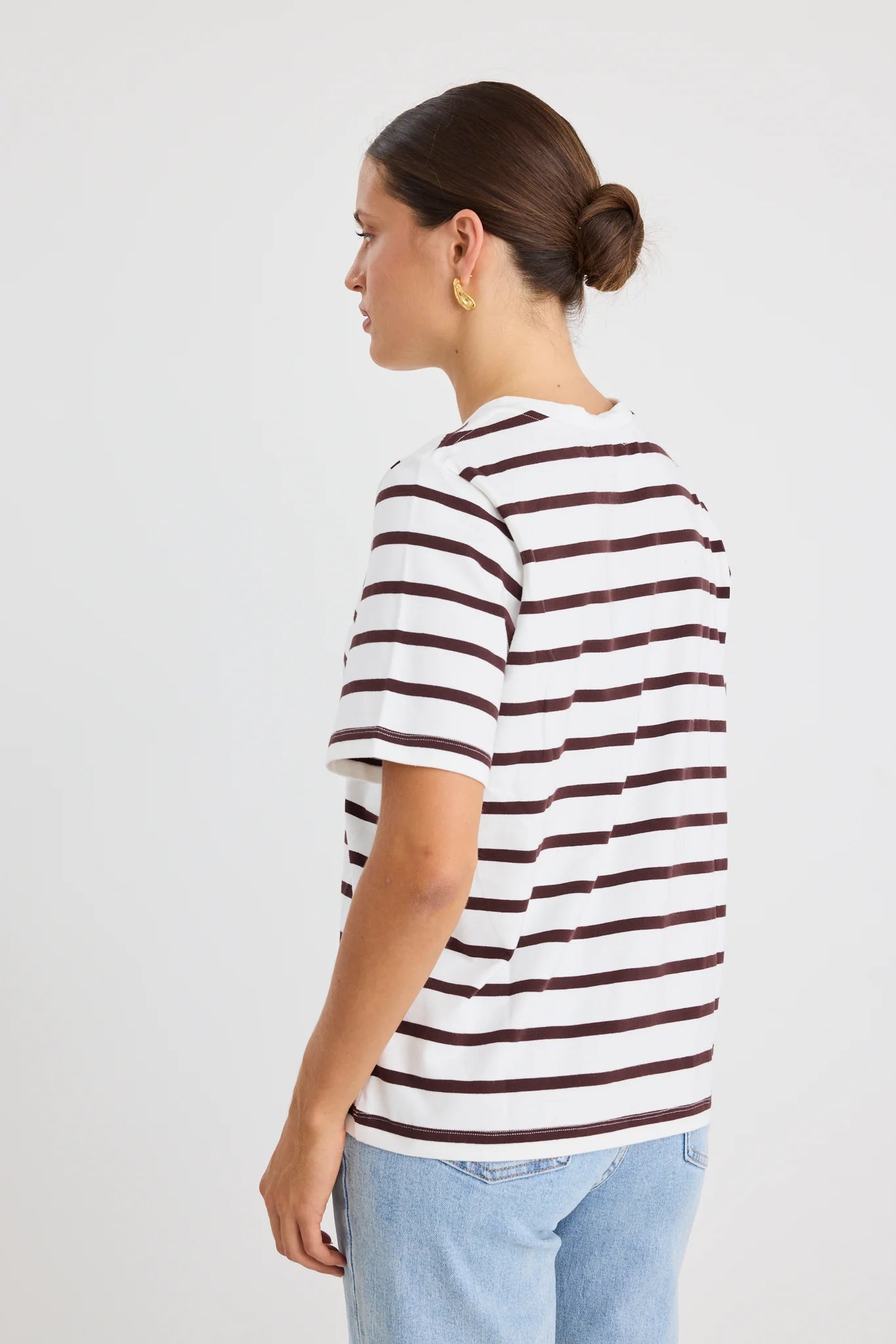 Re:Union Binding Boxy Fit Tee - Chocolate Stripe