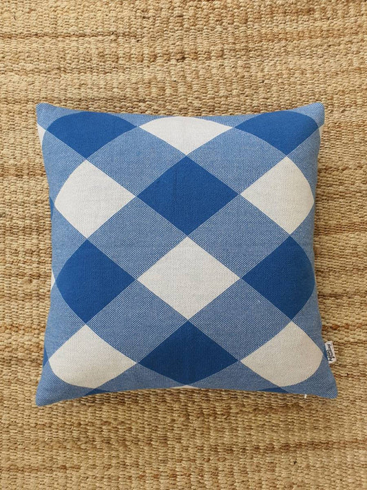 Hello Friday Cushion Blue Check - No Inner