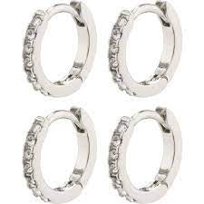 Pilgrim Friends Crystal Huggie Hoop Earrings Silver Plated