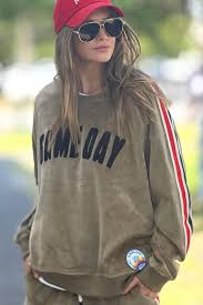 Hammill & Co Velour Sweat - Khaki