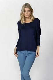 Betty Basics 3/4 Sleeve Milan Top Navy