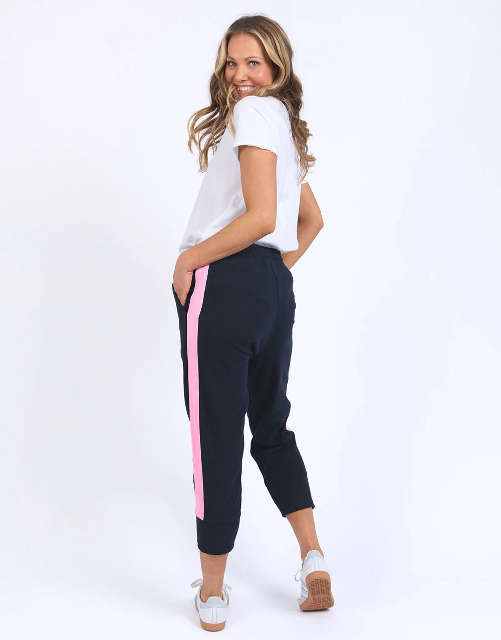 Elm Brunch Pant - Navy with Side Stripe