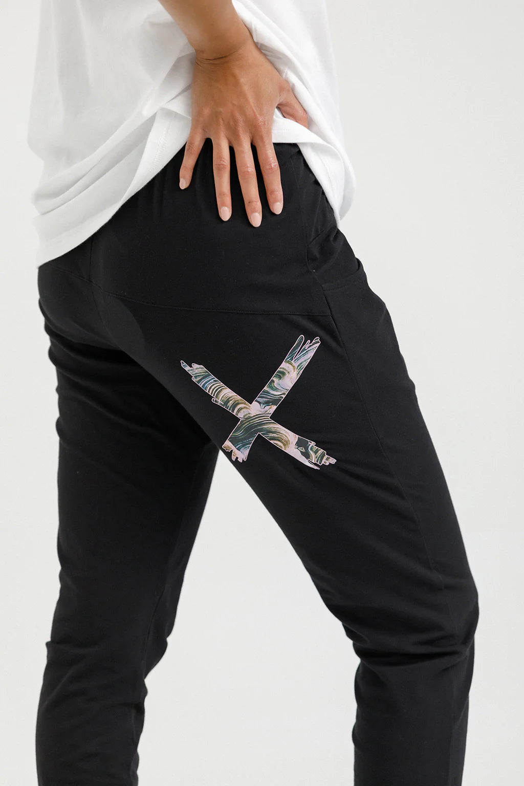 Homelee Apartment Pants - Black with Swirl Print