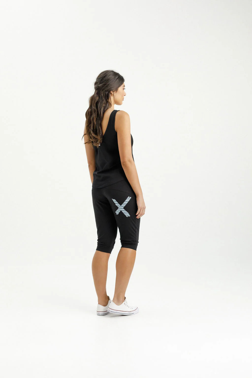 Homelee 3/4 Apartment Pants - Black with Stormy Stipe X