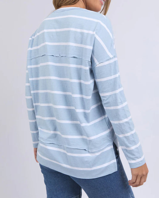 Foxwood Jayne Stripe Throw on Top - Sky Blue/White Stripe