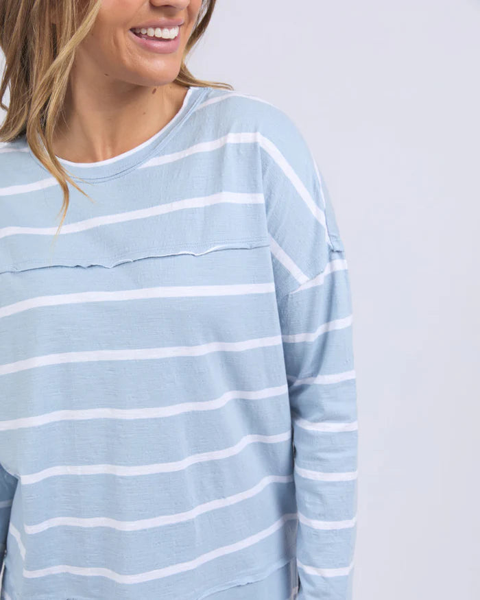 Foxwood Jayne Stripe Throw on Top - Sky Blue/White Stripe