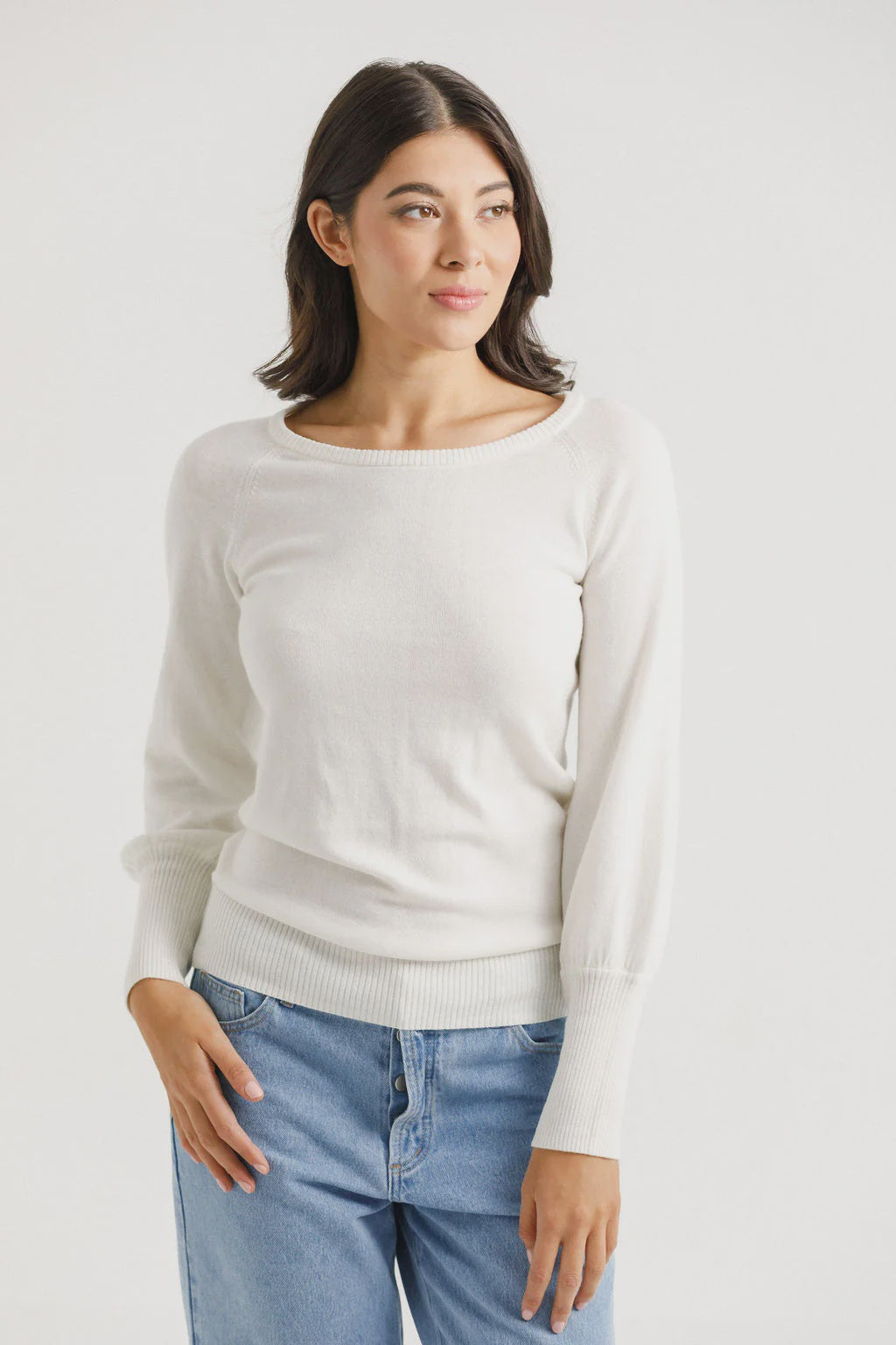 Homelee Knitted Grace Crew - Milk