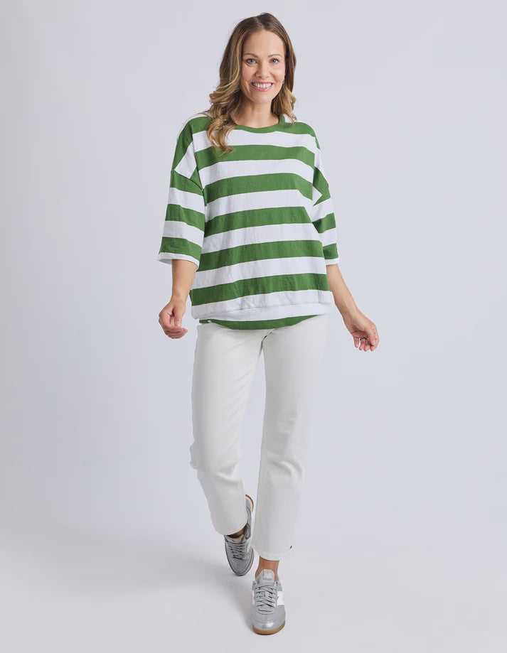 Elm Mazie Sweat - Cedar & Marshmallow Stripe