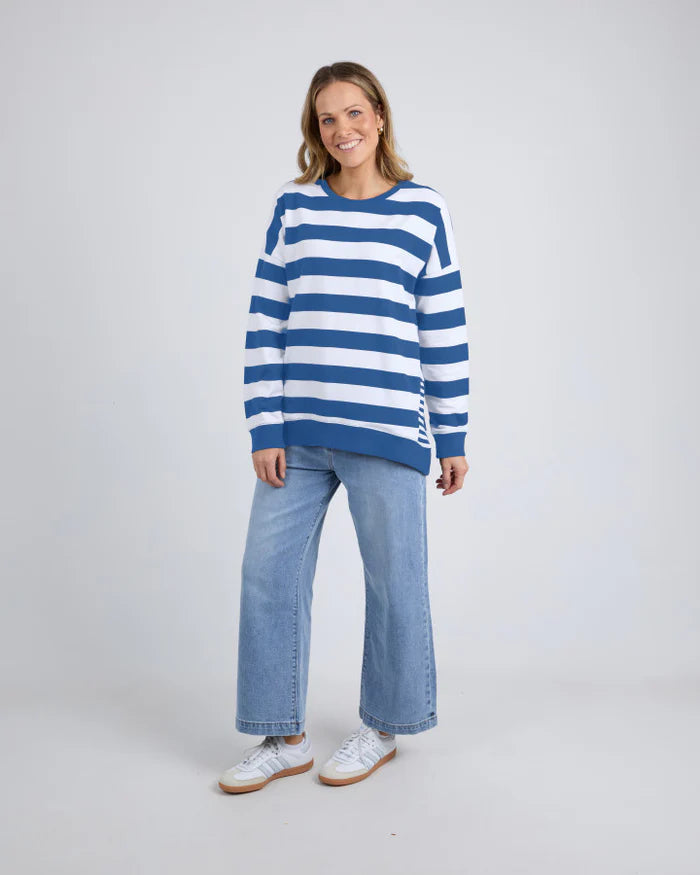Elm Mill Crew - French Blue/ White Stripe