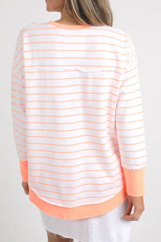 Foxwood Simplified Stripe Crew - Neon Peach