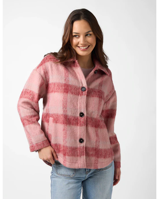 Stella + Gemma Paige Shacket - Winter Berry Check